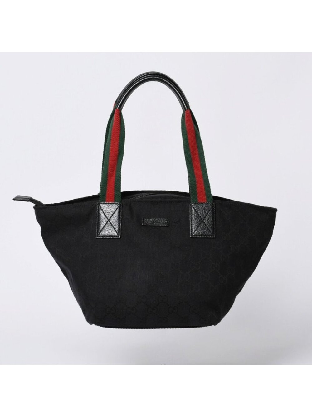 Gucci Handbag Sherry Line GG Canvas Silver Black